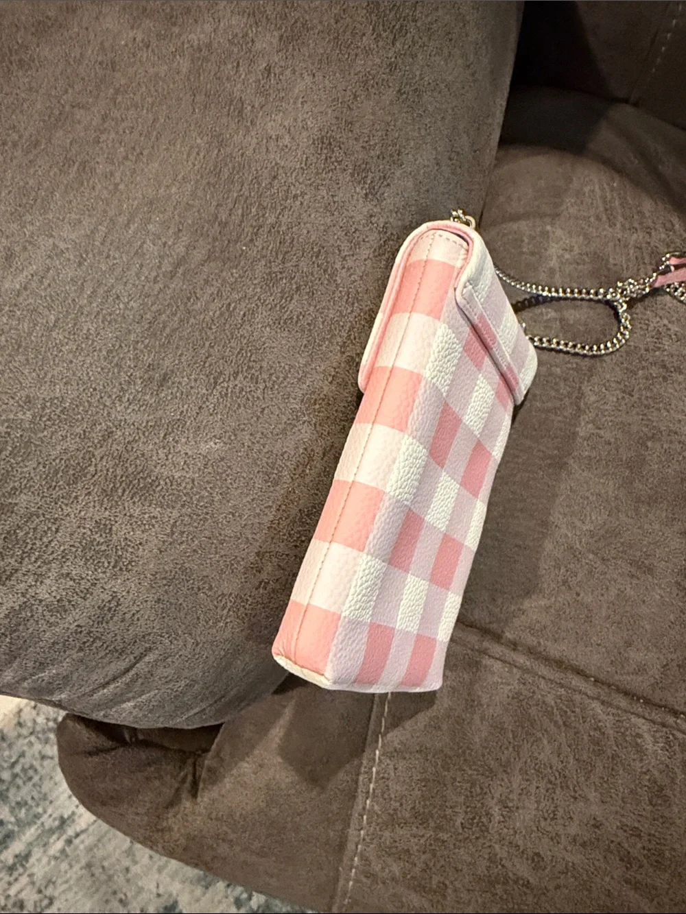 kate spade Pink and White Gingham Crossbody Phone Bag